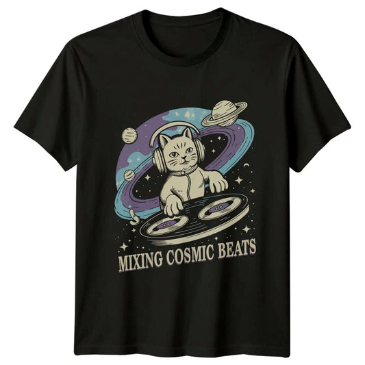 Making Cosmic Beats T-Shirt Astro Cat Music Birthday Gift For Him And Her