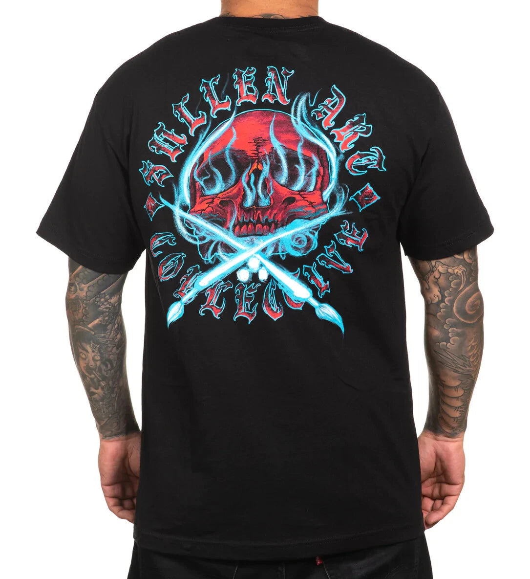 Sullen Pin Up Bike Punk Street Gothic Americana Tattoo Art Mens Tee GHOST BADGE