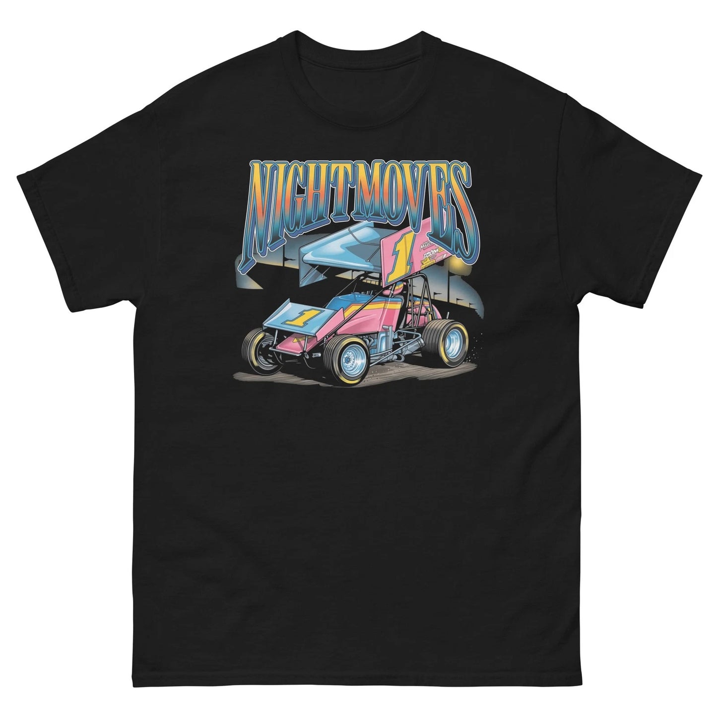 90s Retro Sprint Car Shirt Night Moves Dirt Track Racing Graphic