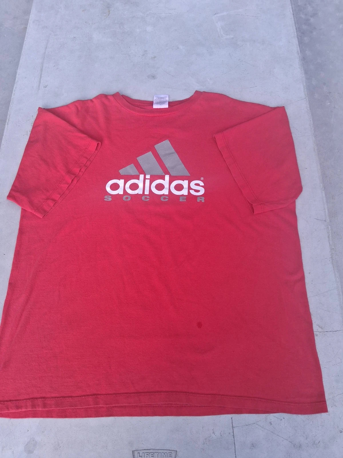 Adidas Soccer Mens Large Red T-Shirt 100% Cotton Graphic Print MADE IN USA VTG