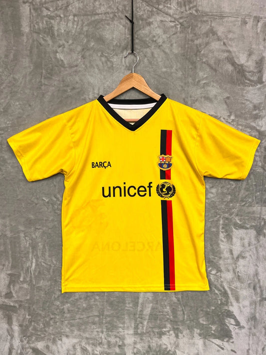 FC Barcelona Vintage Soccer Jersey Barca Unicef Graphic Yellow Size M