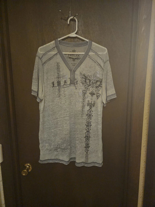 Helix Men's Gray Graphic T-Shirt, XL Cotton, Short Sleeve, Lightweight