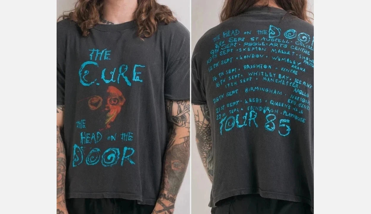 Vintage 1985 The Cure Head On The Door Tour Two Sided T-Shirt - Black