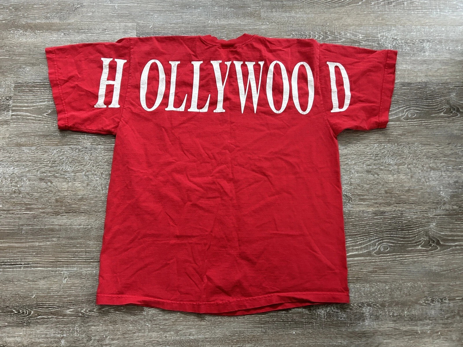 Vtg Hollywood T-Shirt Faded 90s Spellout Double B Santa Fe USA Single Stitch