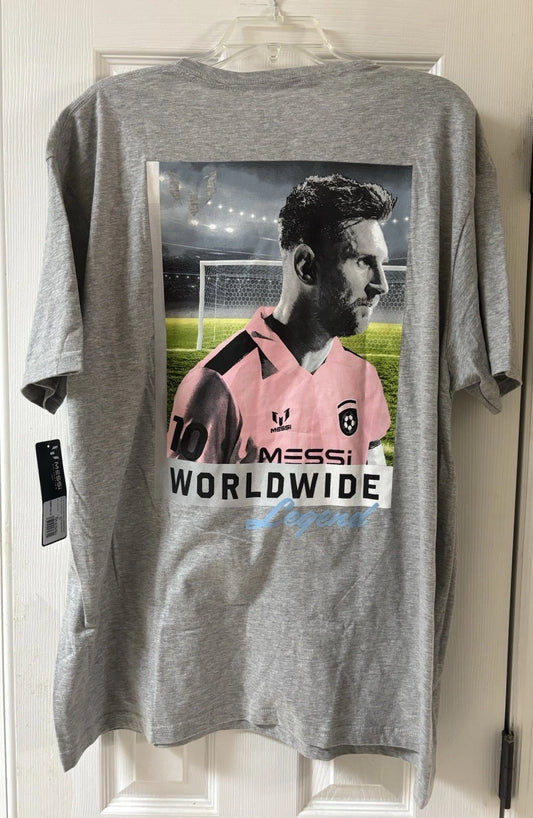 Messi #10 Graphic T Shirt Men’s XL Gray Soccer Fan Tee Worldwide Legend Print
