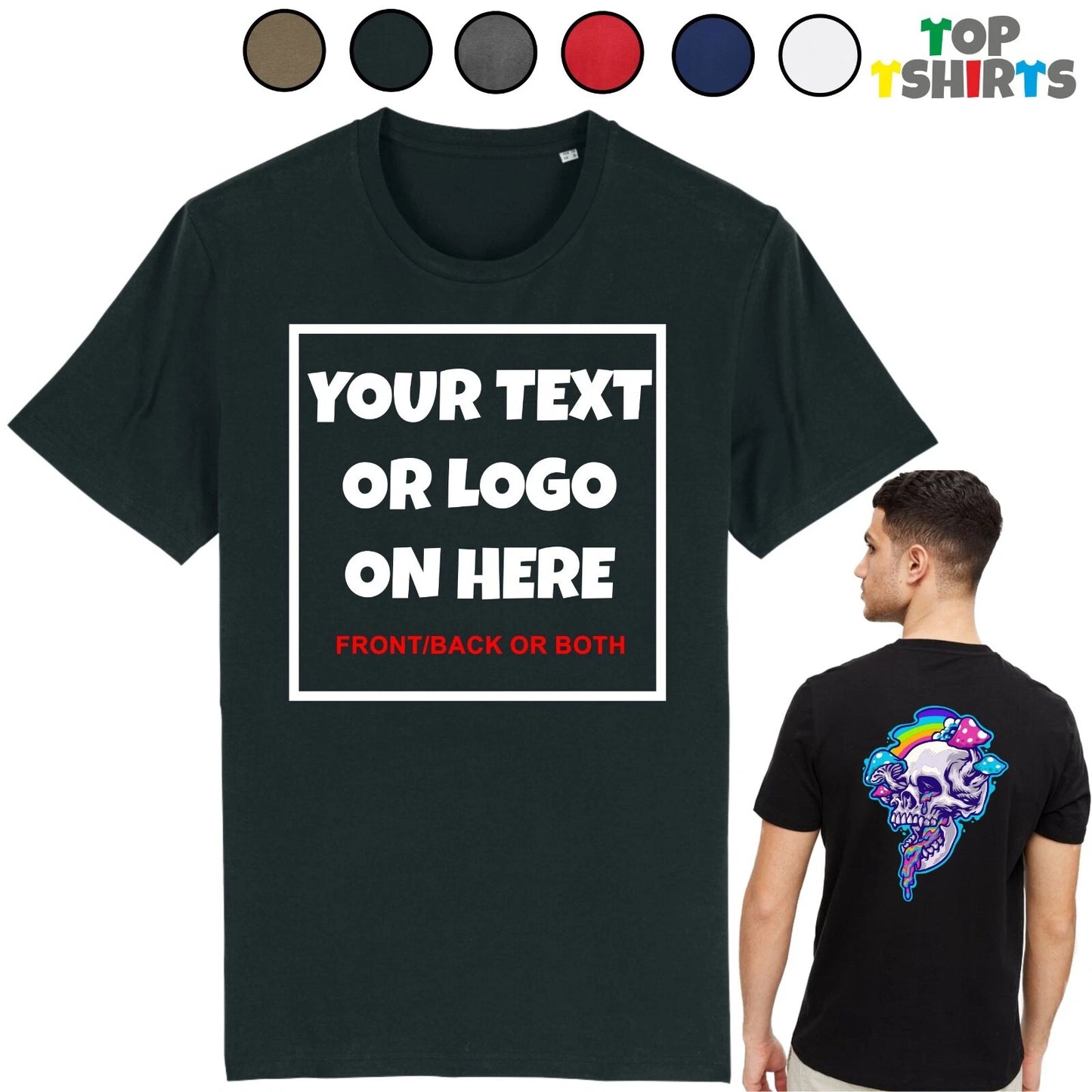 Personalised T-Shirt Custom Printed T-Shirt Logo Text Printed Unisex Work Party
