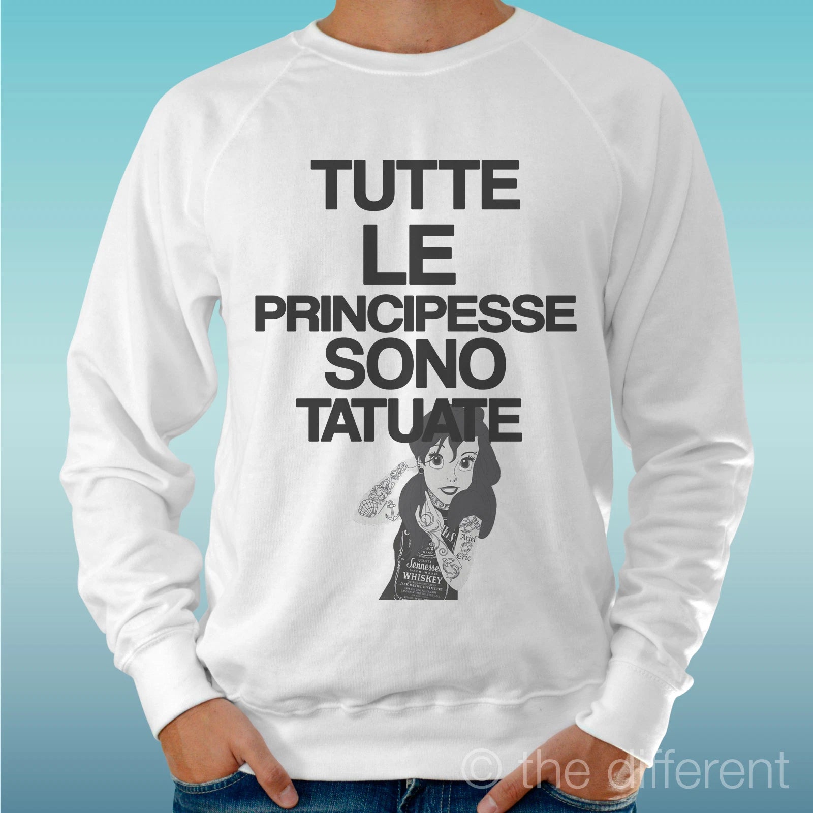 Felpa Man Light Sweater White " Princesses Tattooed " Road To Happiness