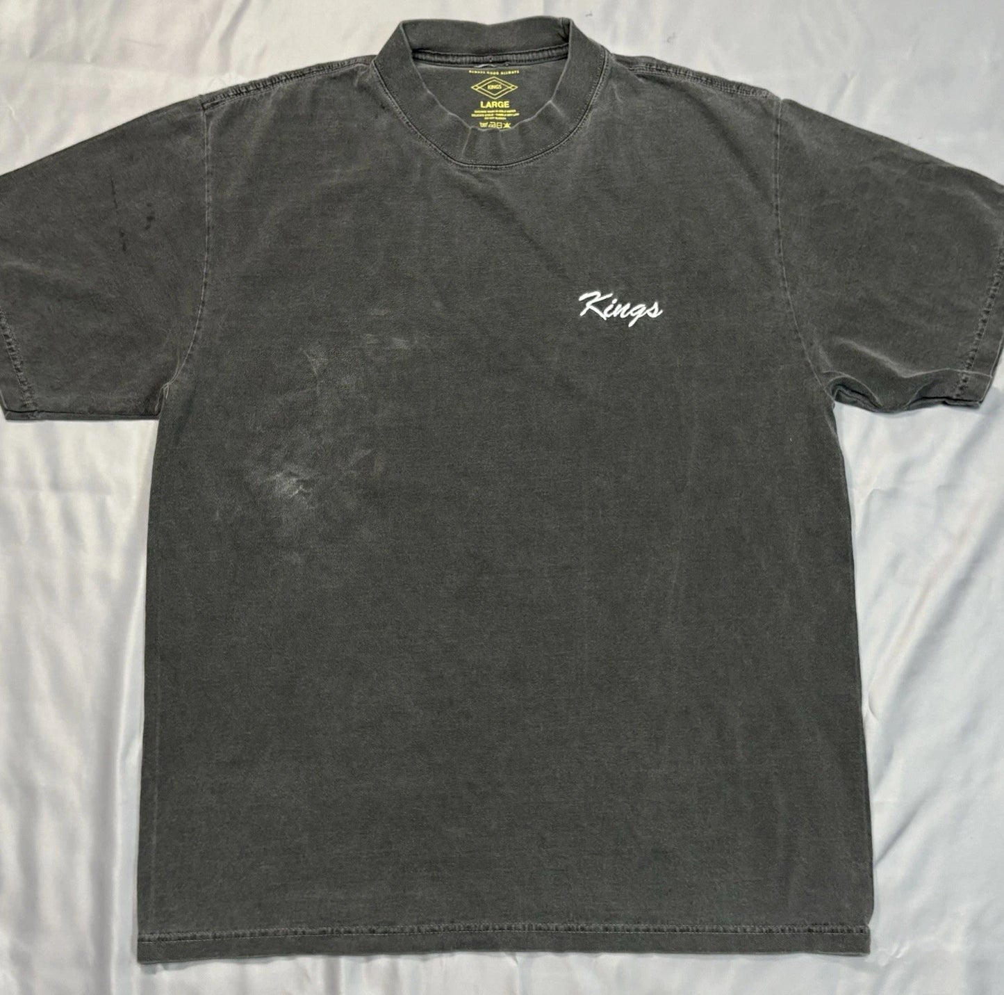 Kings Vintage Wash T‑Shirt Men’s Large Charcoal Gray Minimal Logo Streetwear