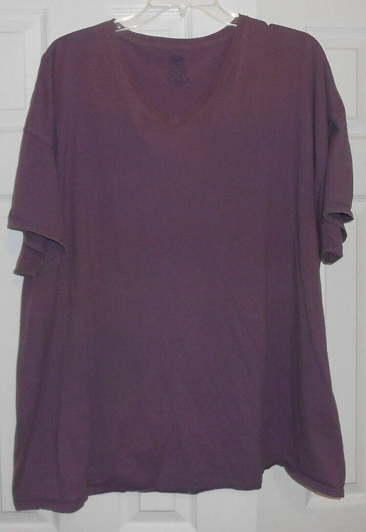 FRUIT OF THE LOOM PLATINUM MEN'S PURPLE V-NECK T-SHIRT SIZE 4XL