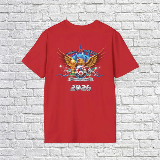 Wings Skull Soccer USA Canada Mexico 2026 T-Shirt | City Skyline, Eagle Emblem