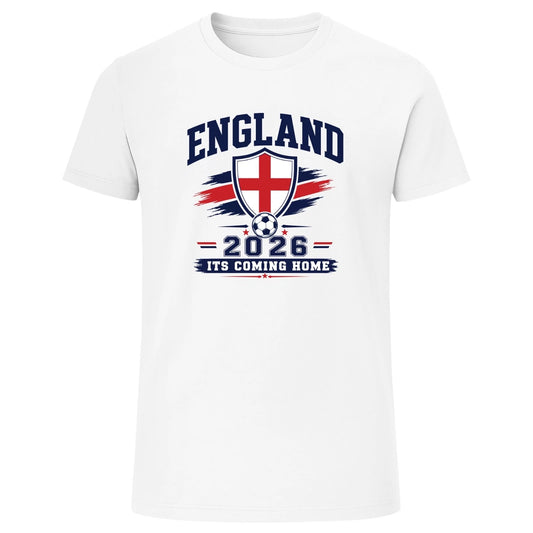 England 2026 Football T-Shirt Its Coming Home 100% Cotton Soccer Tee UK