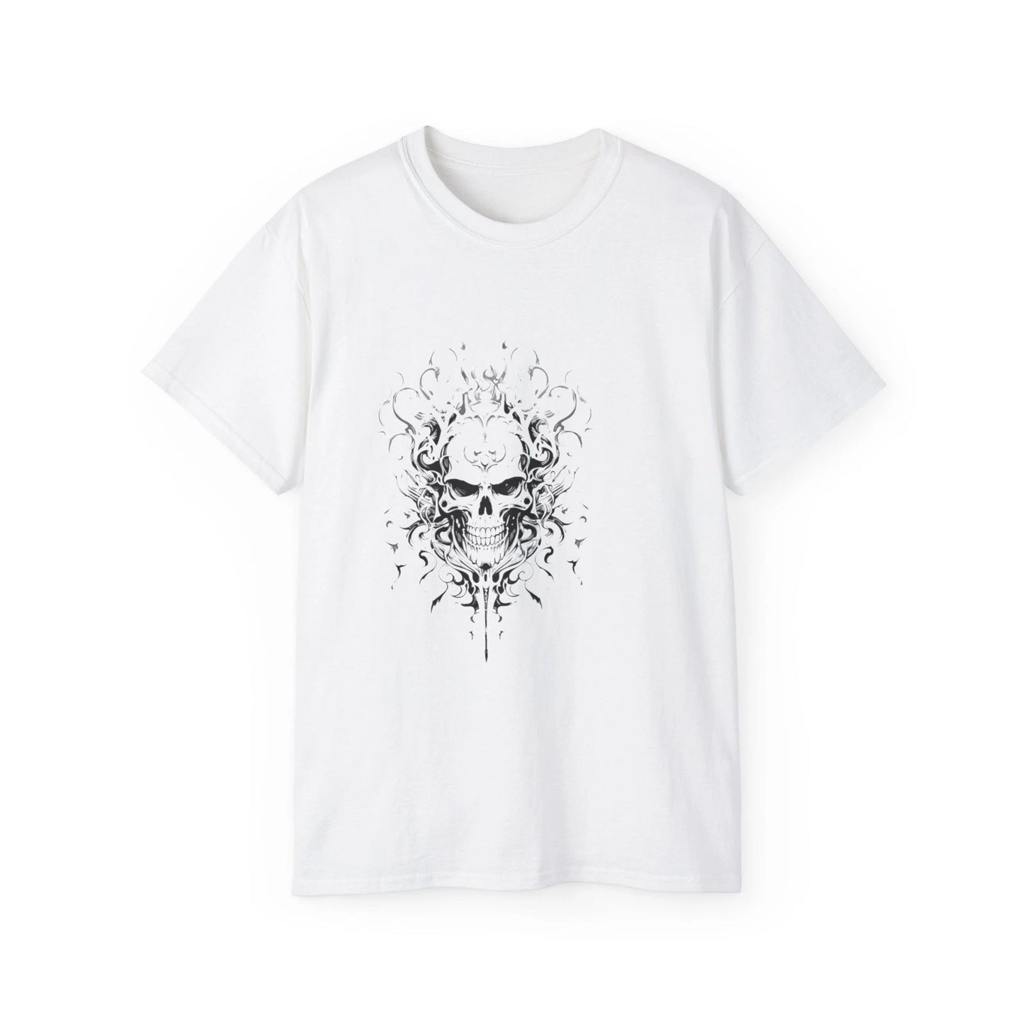 Tattoo Skull Black Biker Scary Horror | Custom Graphic T-Shirt