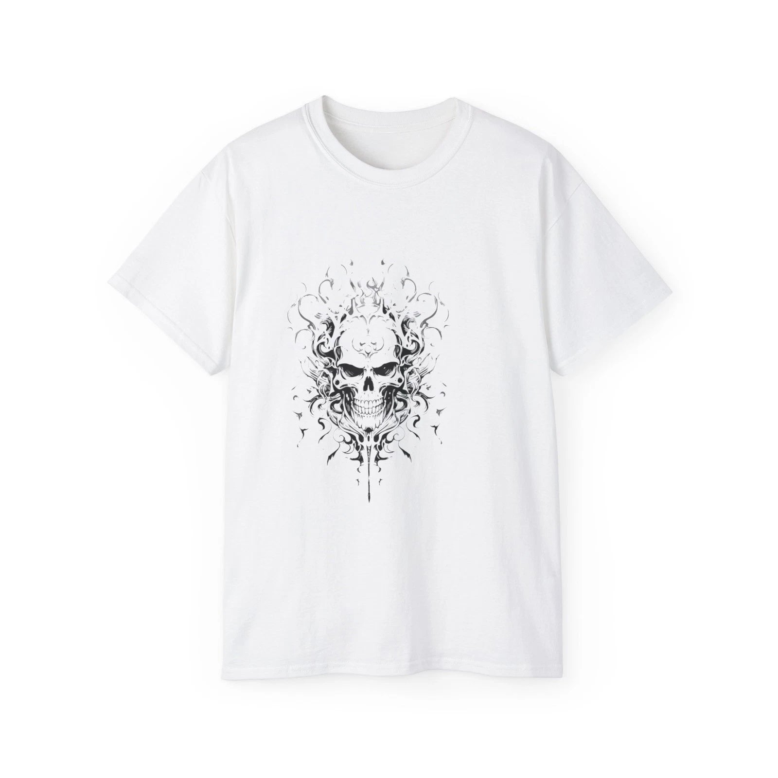 Tattoo Skull Black Biker Scary Horror | Custom Graphic T-Shirt