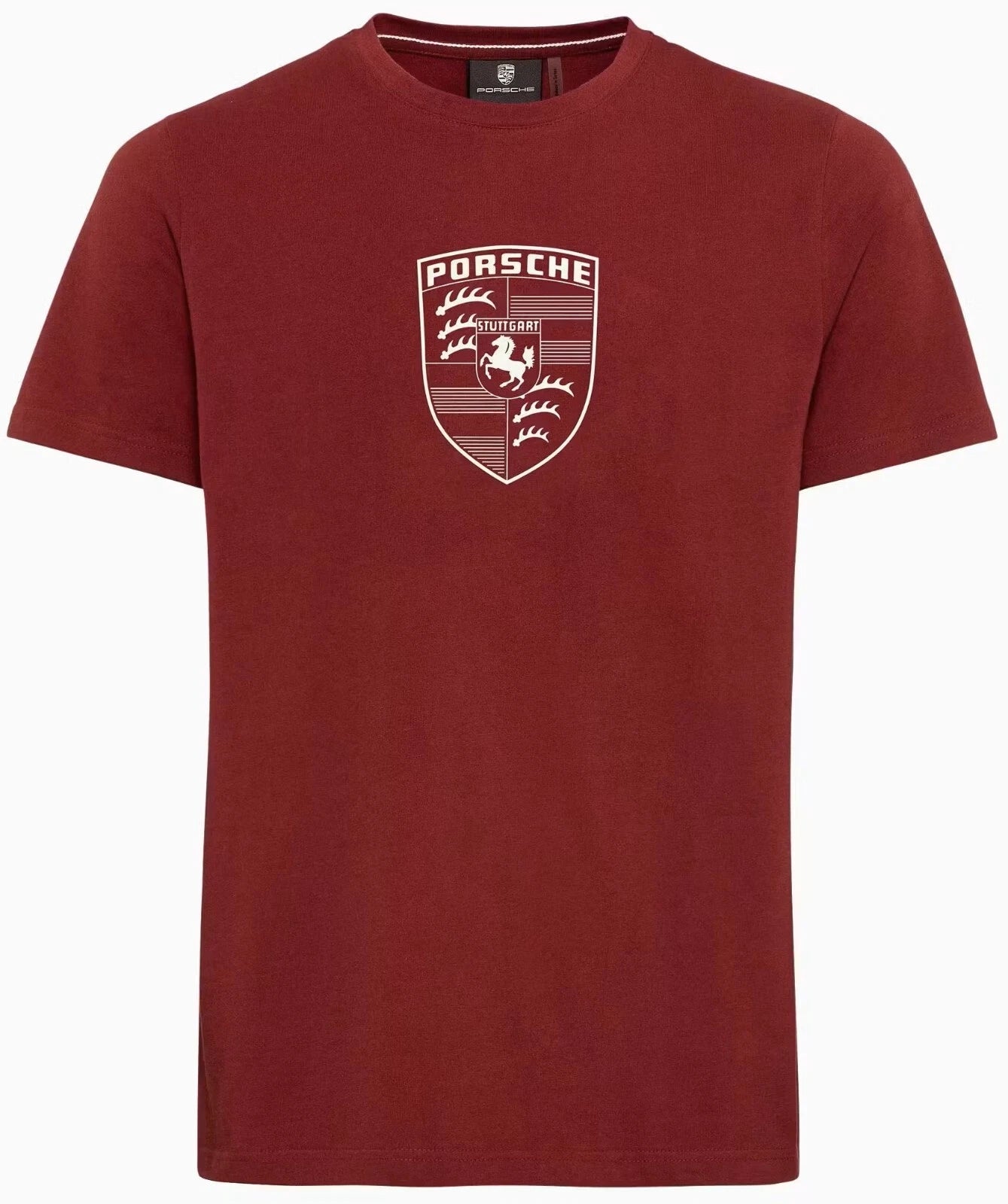 Porsche Crest T-shirt - Essential Bordeaux Red DDP (NO US CUSTOMS FEE)