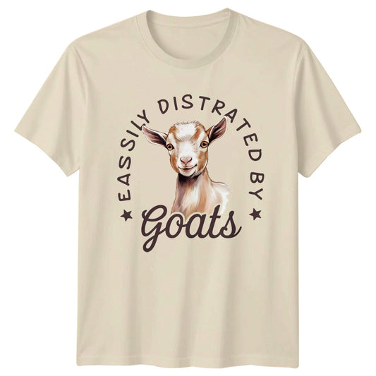 Easily Distracted By Goats T-Shirt Goat Lover Farming Gift For Him And Her