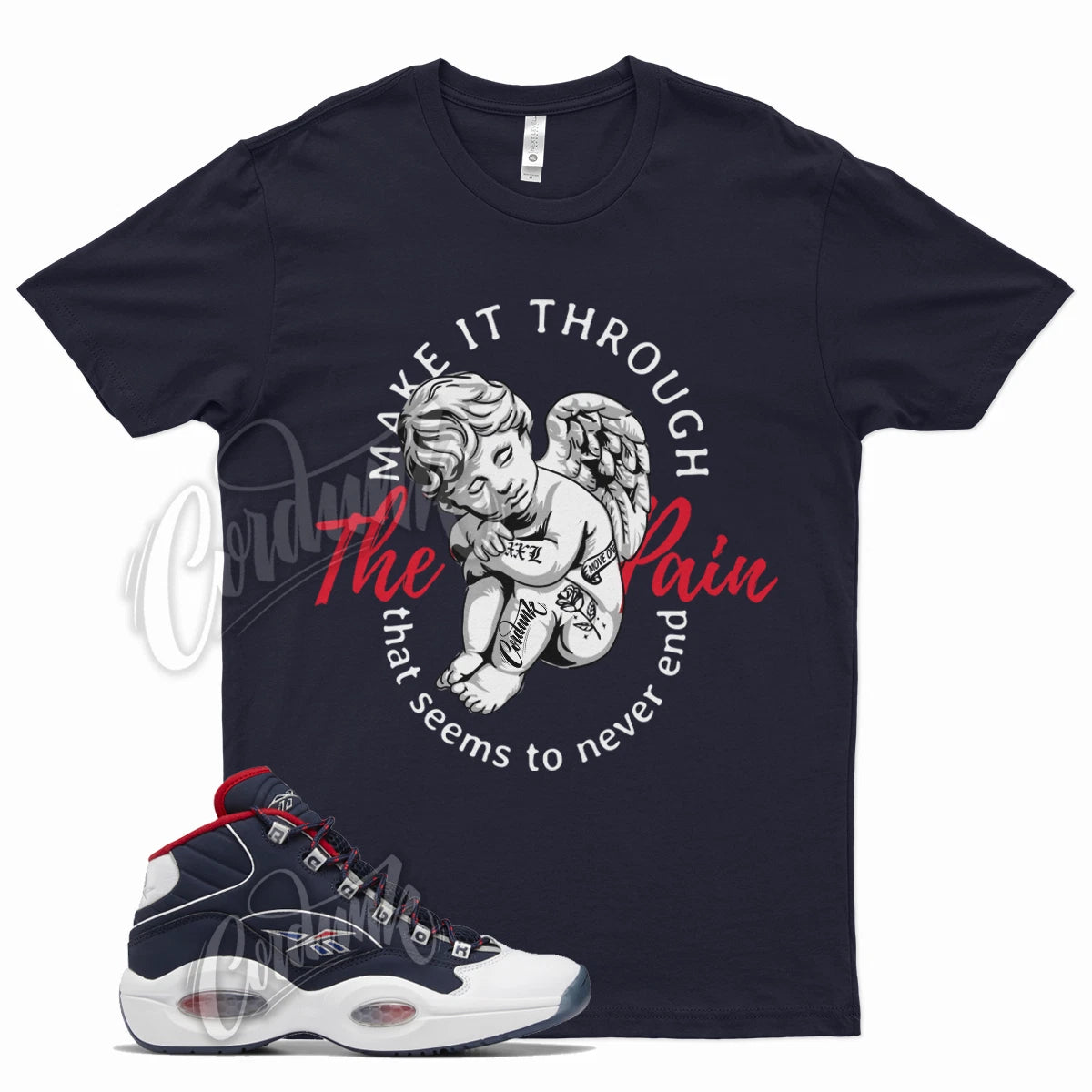Navy TP T Shirt for  Question Mid Ftwr White Vector Red Blue