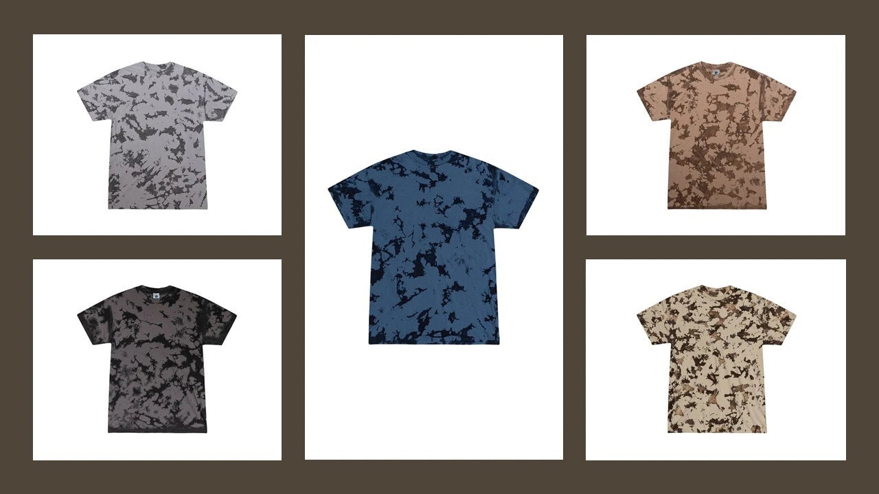 Multi-Color Tie Dye Iced T-Shirts,  Adults Short Sleeve Cotton Colortone