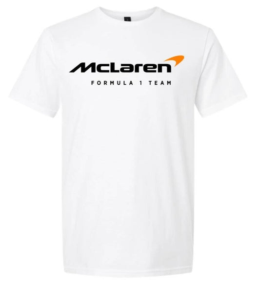 McLaren Racing Team F1 Formula Tshirt White Tee Print Gildan Unisex T-Shirt