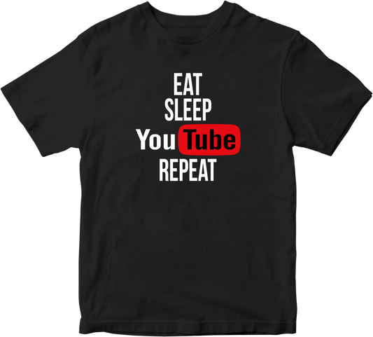 Eat Sleep Youtube Repeat T-shirt Youtuber VLOG Funny Novelty Vintage Party Gifts
