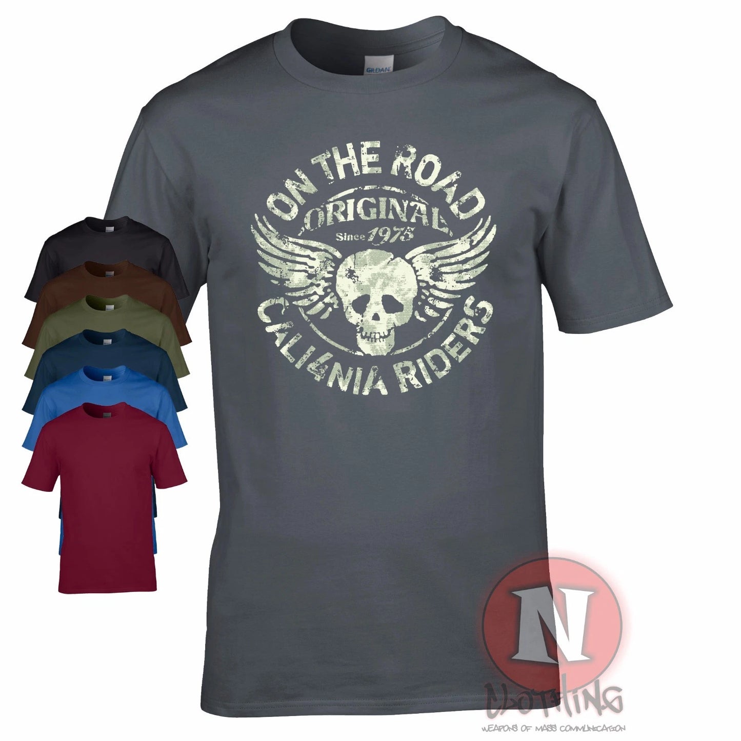 Cali4nia riders T-shirt retro distressed print biker petrolhead motor auto tee