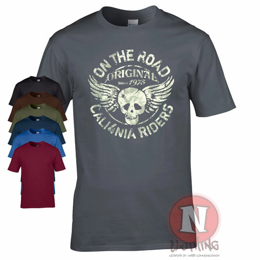 Cali4nia riders T-shirt retro distressed print biker petrolhead motor auto tee