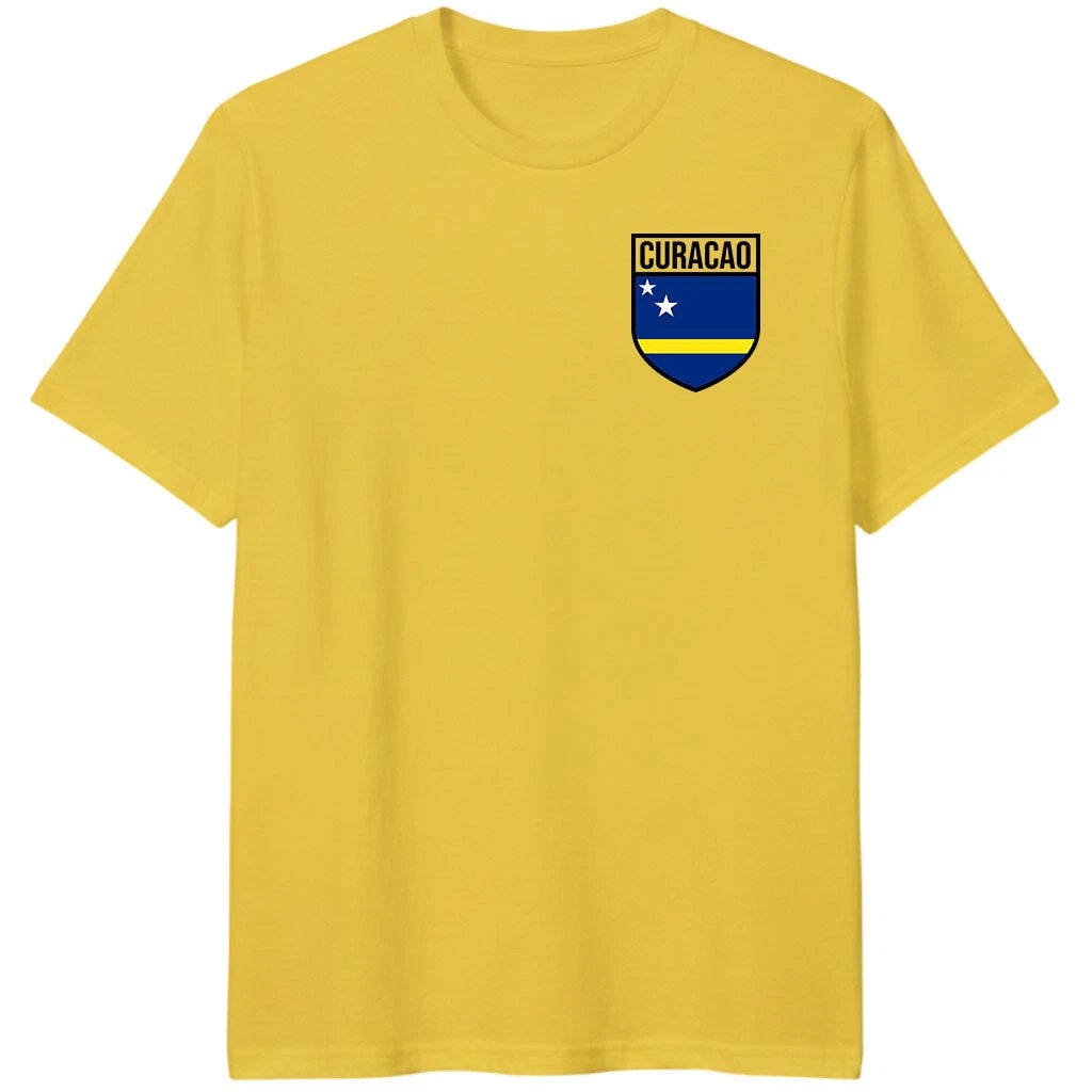 Personalised Curacao Flag Badge football T-Shirt, Custom Name and Number Tee