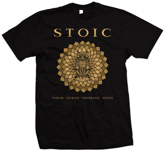 Stoic Virtues - T Shirt - Wisdom Justice Courage Moderation - Plato Socrates