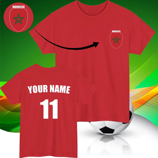 Personalised Morocco Football T-Shirt Custom Name And Number Sports Lover Top