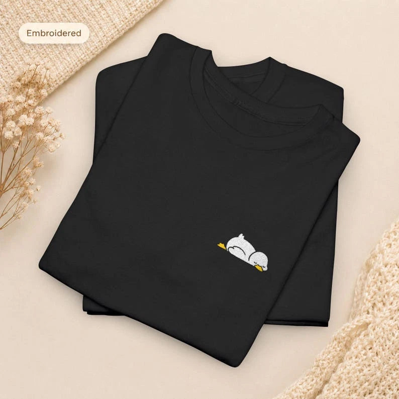 Tired Duck Embroidered Shirt, Sleepy Duck Tee