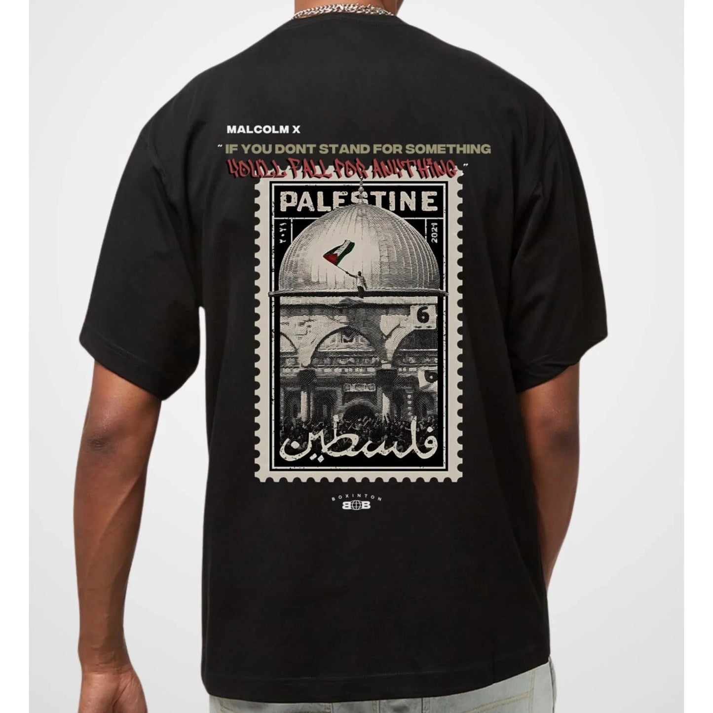 Malcom X Palestine Cotton T-Shirt Oversized Unisex Graphic Tee