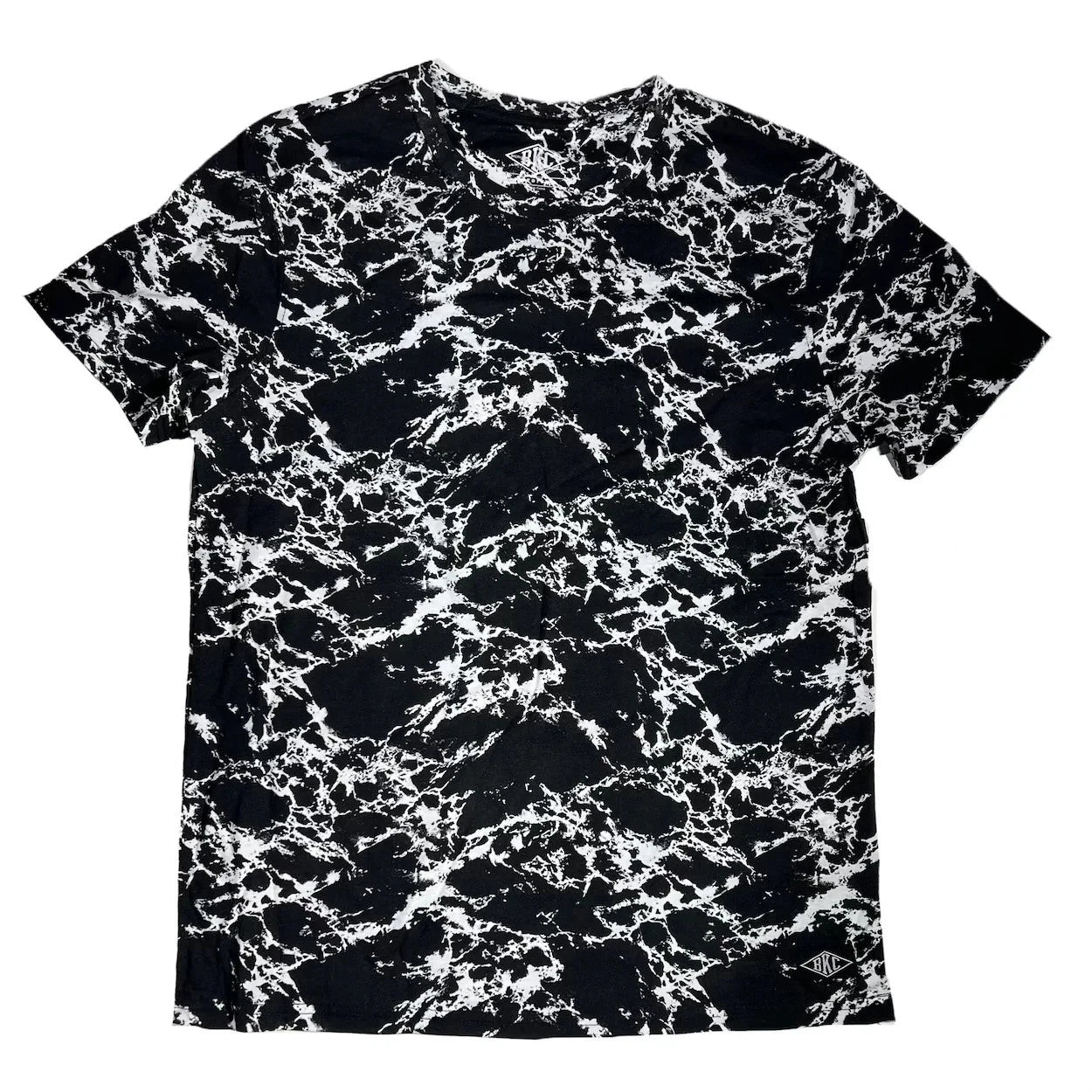 BKC Men's Marble Design T-Shirt - Medium Size (Black & White Print)