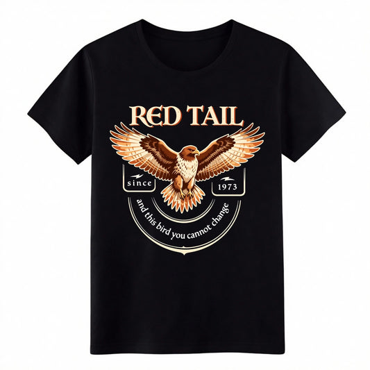 Vintage Red Tail Hawk T-Shirt, Retro 1973 Wildlife Rock Casual Graphic Tee