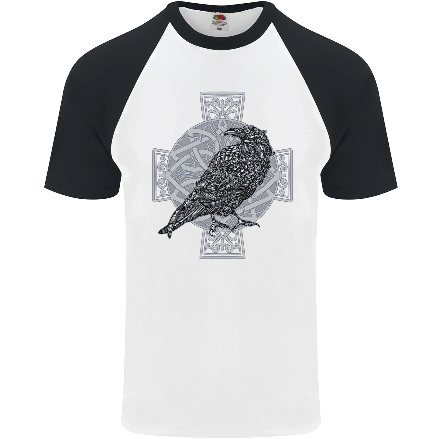 Odin Celtic Raven Viking Tattoo Cross Runic Mens S/S Baseball T-Shirt