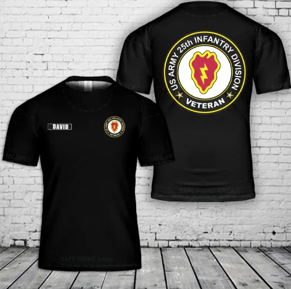 Custom Name 25th Infantry Division Veteran 3D T-Shirt