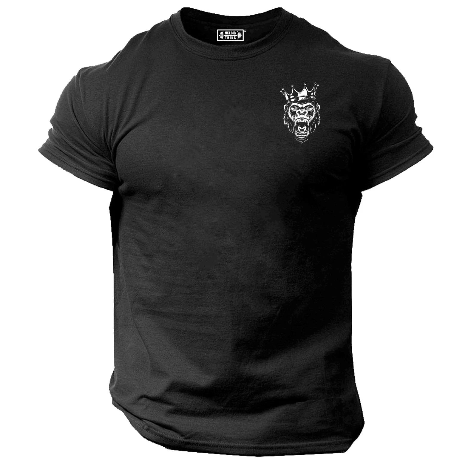 King Gorilla T Shirt Pocket Gym Clothing Bodybuilding Training Workout MMA Top