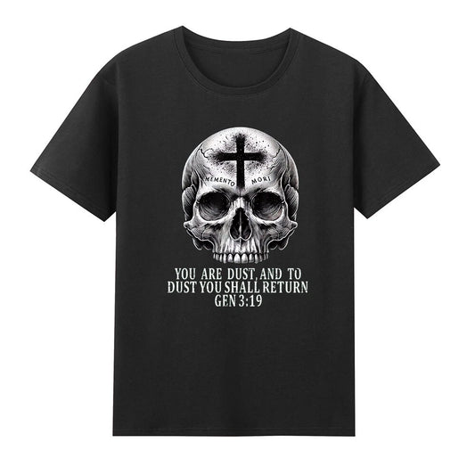 Memento Mori Catholic Crucifix Traditional Latin Mass Skull Horror Men's T-Shirt