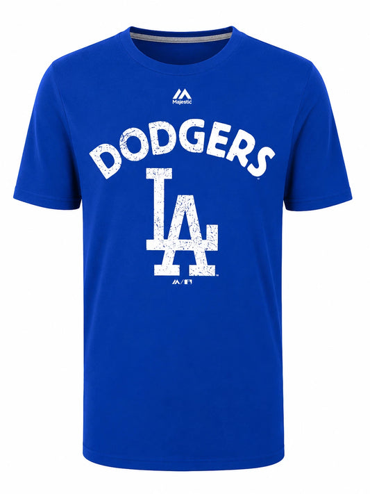 Majestic Los Angeles Dodgers Vintage Distressed Graphic Tee Mens Blue L