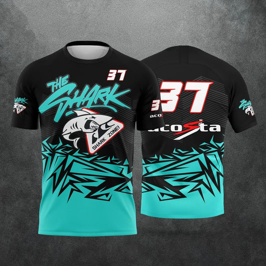 Unisex Racing Number 37 Printed T Shirt Casual Summer Short Sleeve Top