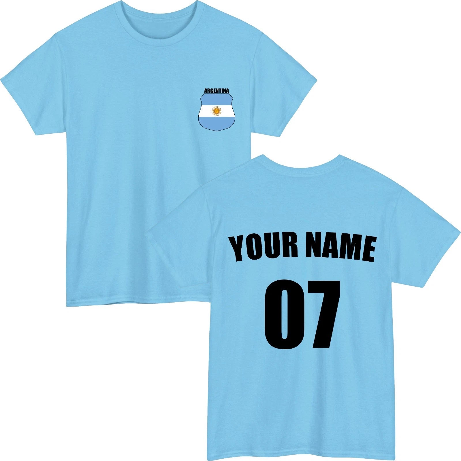 Personalised Argentina Football T-Shirt Custom Name Number Fan Unisex Tee Top