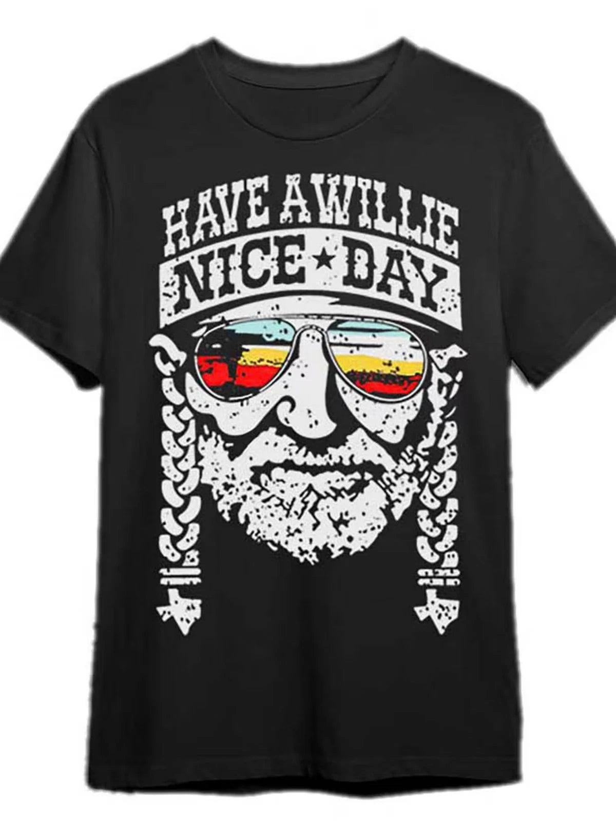 Have a nice Willie Day "Men's Black T-Shirt-Casual Short Sleeves with Color Patt