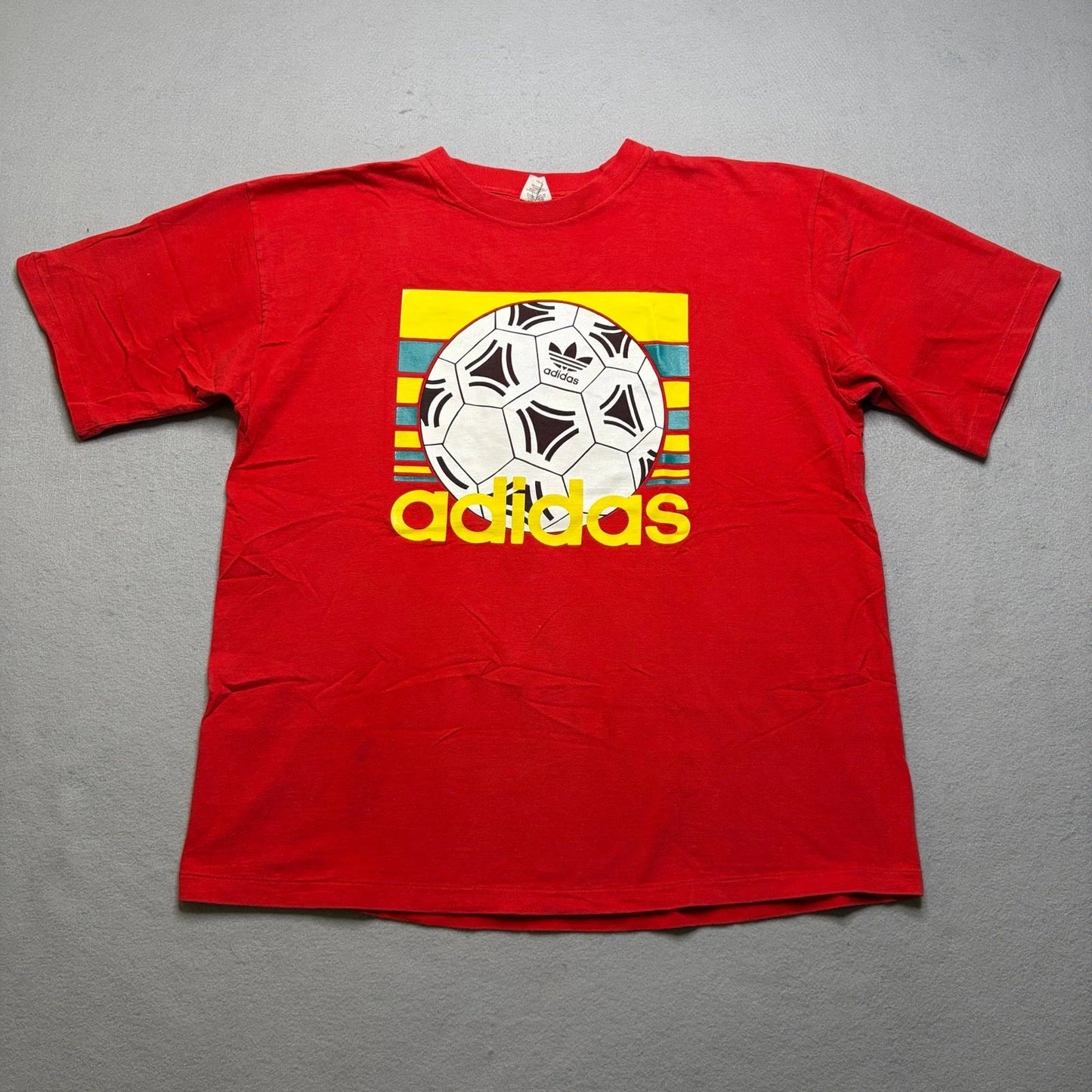Vintage Adidas Soccer Ball Graphic T Shirt Men’s XL Red Made In USA 90s