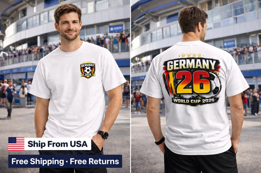 Germany Soccer T-Shirt World Cup 2026 Fan Tee Front & Back Print Graphic Shirt