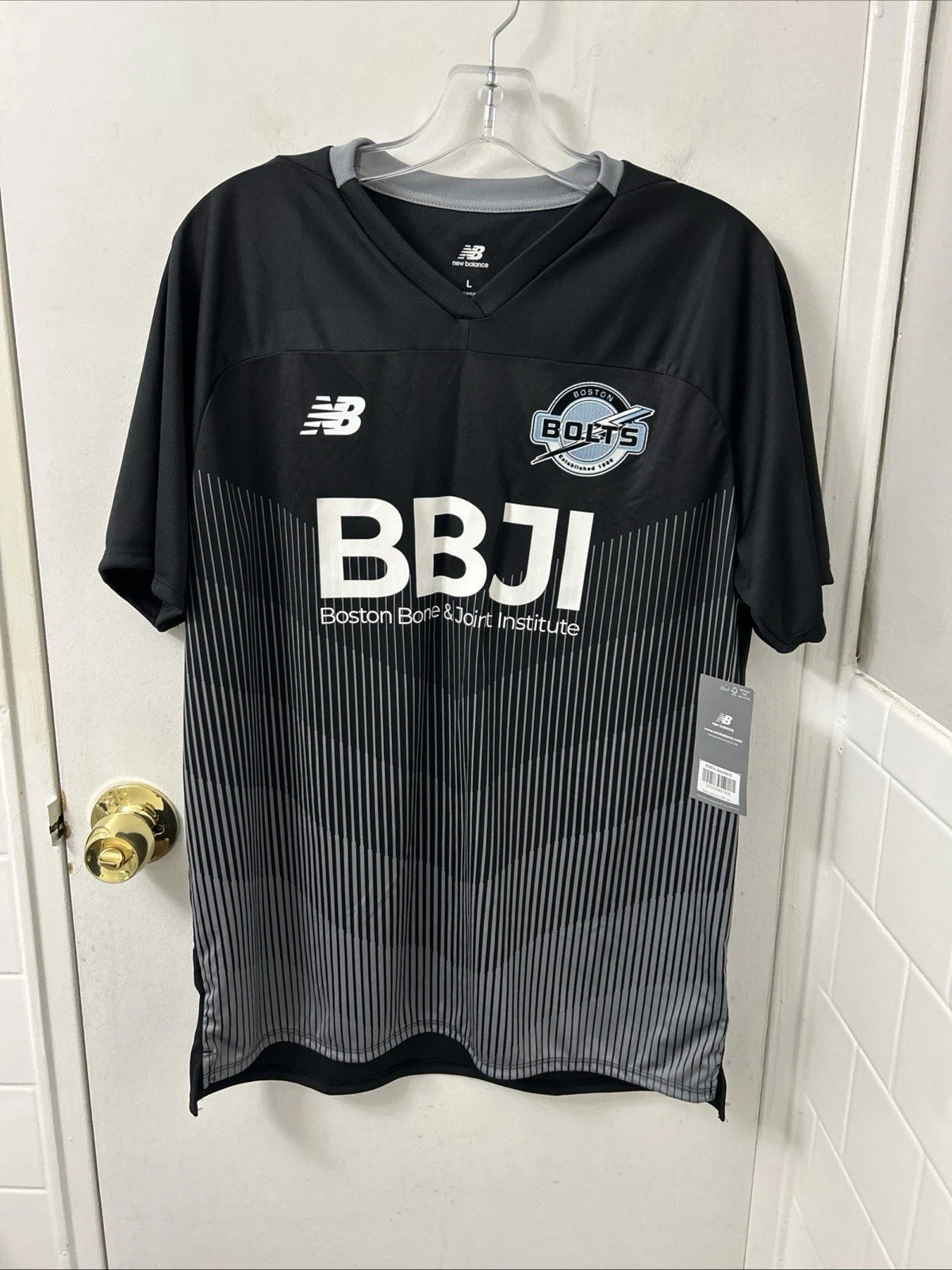 New Balance Boston Bolts Soccer Jersey Mens Large Black #50 BBJI NB Dry NWT