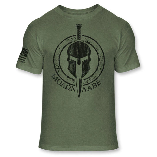 Molon Labe Spartan Helmet and Sword Shirt - Soft Blend T-Shirt - A211