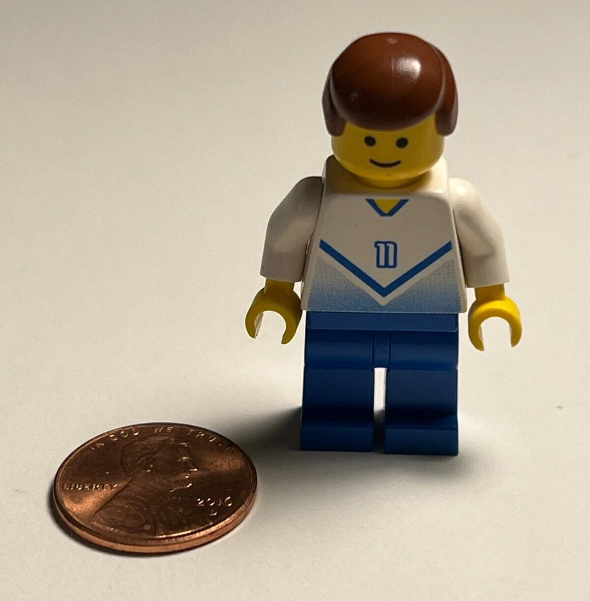 Lego Adidas Soccer Blue and White Player/Fan #11 Player Minifig RETIRED