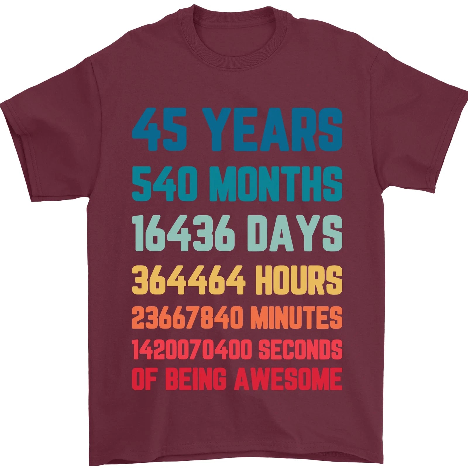 45th Birthday 45 Year Old Mens T-Shirt 100% Cotton