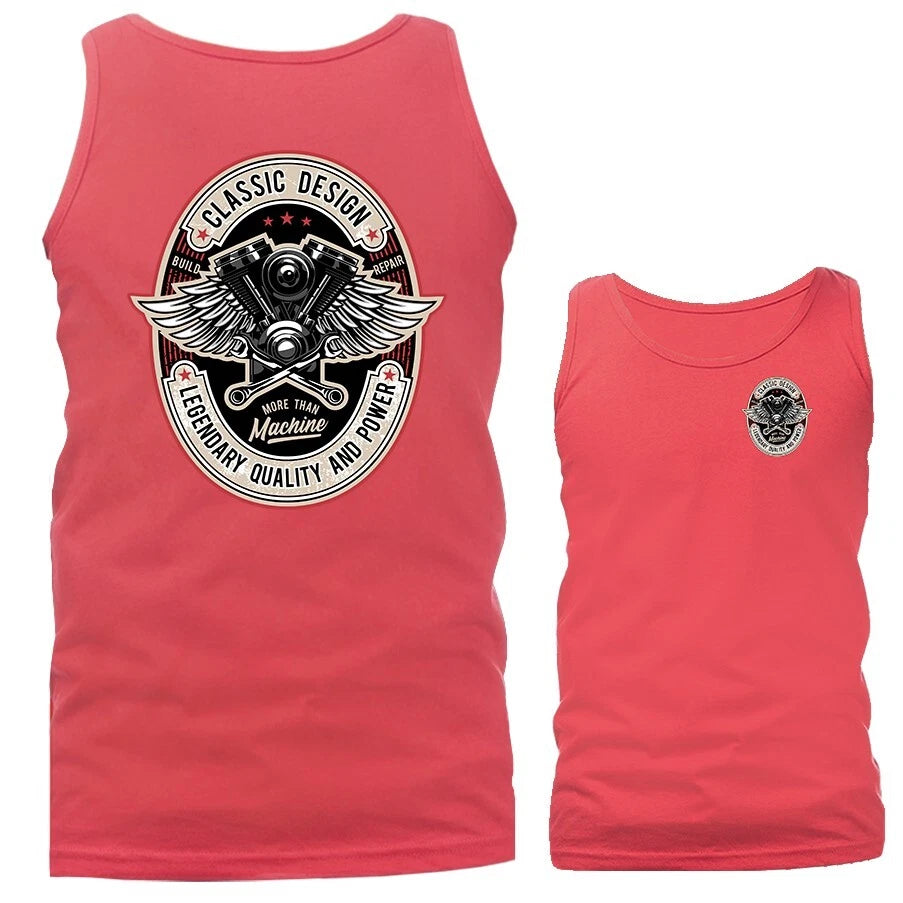 Classic Design Bikers Vintage Classic Custom Motorcycle Graphic Tank Top