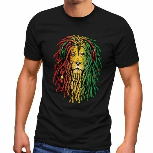 Men's T-Shirt Lion Jamaica Reaggae Music Rasta Lion Print Shirt Fashion