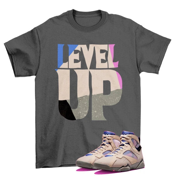 Level Up Sapphire Shirt Grey to Match Air Jordan 7 Sapphire DJ2636-204