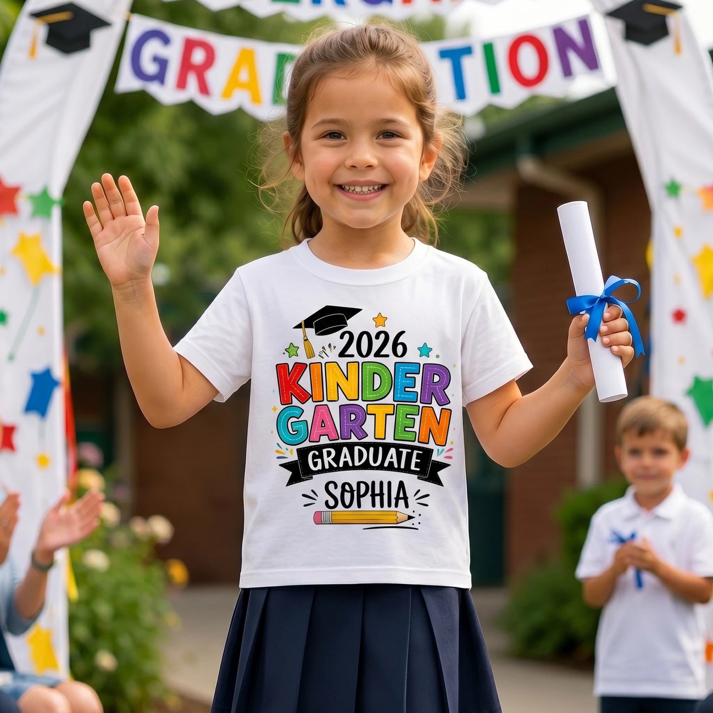 Kindergarten Graduate 2026 T Shirt, Custom Name School Graduation Gift